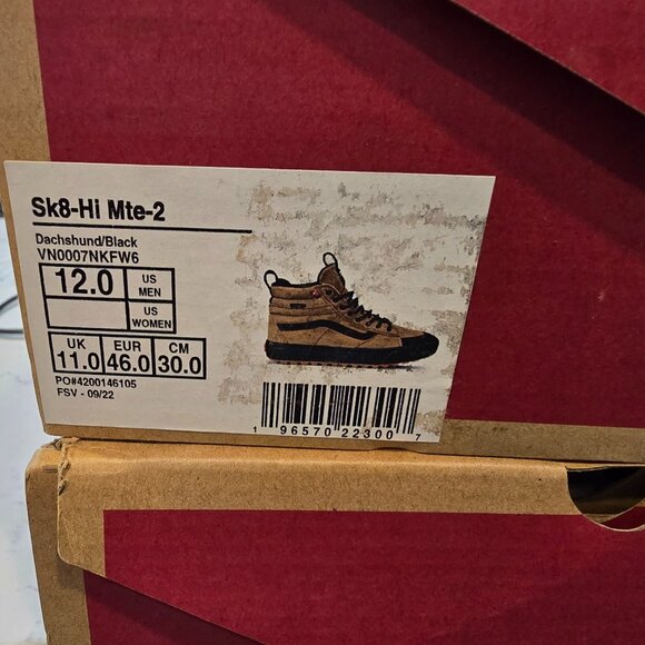 VANS SK8-Hi MTE-2 Dachshund Brown Black Sneaker Boots VN0A5HZZFW6 Mens Sz 12 NEW - Picture 10 of 16